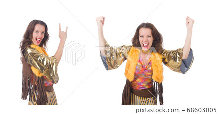 Woman in ethnic style isolated on white Woman in ethnic style isolated on white 68603005