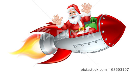 Santa Christmas Space Rocket Sled Ship Sleigh Santa Christmas Space Rocket Sled Ship Sleigh 68603197