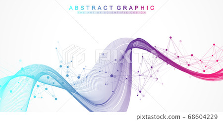 Scientific vector illustration genetic engineering and gene manipulation concept. DNA helix, DNA strand, molecule or atom, neurons. Abstract structure for Science or medical background. CRISPR CAS9. 68604229