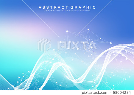 Scientific vector illustration genetic engineering and gene manipulation concept. DNA helix, DNA strand, molecule or atom, neurons. Abstract structure for Science or medical background. CRISPR CAS9. 68604284