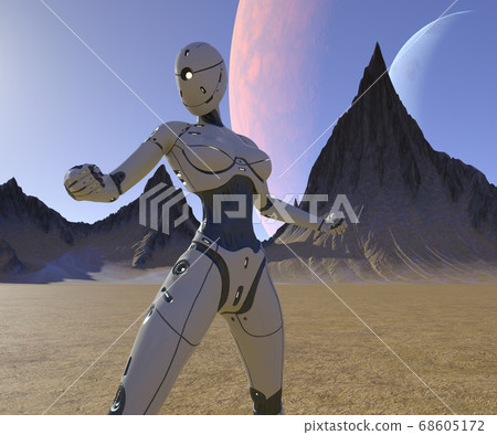 AI robot female android android perming3DCG illustration material AI robot female android android perming3DCG illustration material 68605172