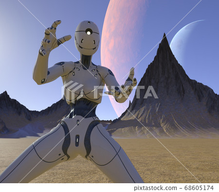 AI機器人女android android perming3DCG插畫素材 AI機器人女android android perming3DCG插畫素材 68605174