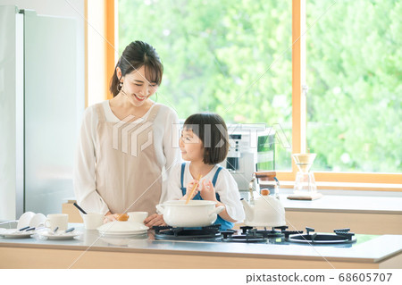 Image of mother and child raising children 68605707