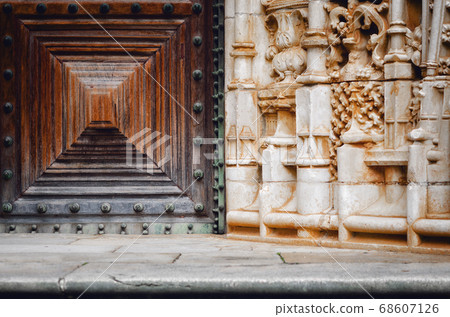 Detail of the outside door to the church of the Convent of Christ,, Tomar 68607126