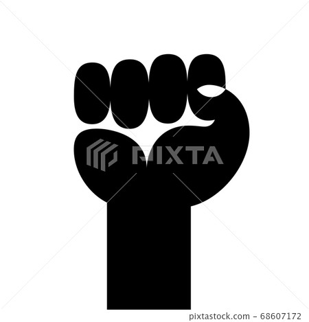 Vector raised hard clenched fist on white background 68607172