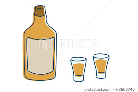 Image illustration of two people drinking whiskey in a shot glass 68608740