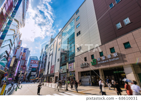 Tokyo Cityscape in Japan People walking with masks in front of Akihabara station in the heat of the heat...=August 18 68610031