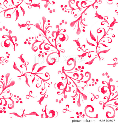Floral seamless pattern with leaves and berries. Hand drawing. 68610607