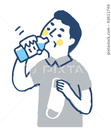 一個男人脫下面具，取水 68611749