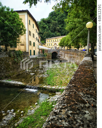 vertical river in italy town village of Porretta near Bologna in Emilia Romagna 68612291