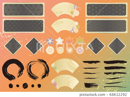 Japanese style frame Japanese pattern brush ink decoration illustration material set Japanese style frame Japanese pattern brush ink decoration illustration material set 68612292