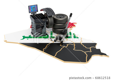 Tire Fitting and Auto Service in Iraq concept Tire Fitting and Auto Service in Iraq concept 68612518