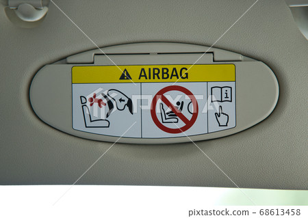 Airbag notice displayed on the sun visor 68613458