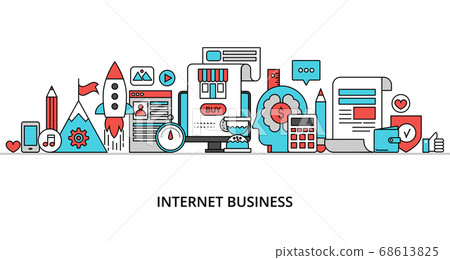 Concept of internet business, modern flat thin 68613825