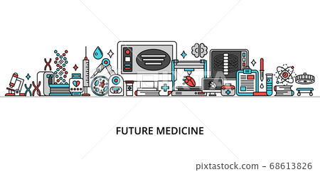 Concept of future medicine, modern flat line 68613826