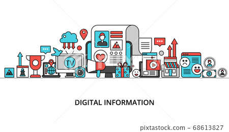 Concept for digital information, flat editable 68613827
