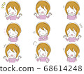 Female hand-painted facial expression icon 68614248