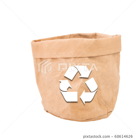 Recycled sign on brown paper flower pot or bag 68614626