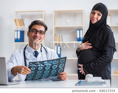 Muslim woman visiting doctor for regular check-up Muslim woman visiting doctor for regular check-up 68615354