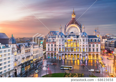 Antwerp, Belgium cityscape at Centraal Railway 68615658
