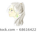 Side profile of woman wearing glasses with ponytail 68616422