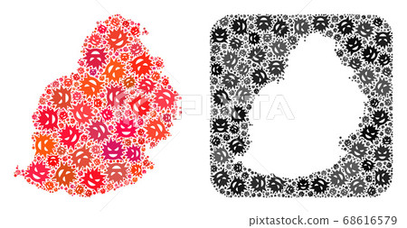 Map of Mauritius Island - Evil Virus Collage with Stencil 68616579