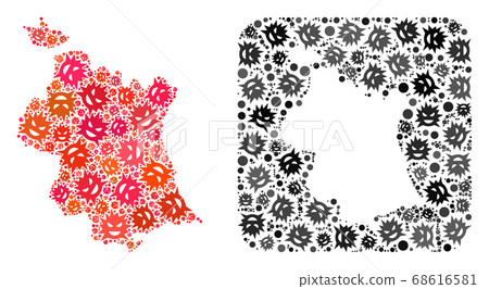 Map of Valencia Province - Virus Mosaic with Hole 68616581