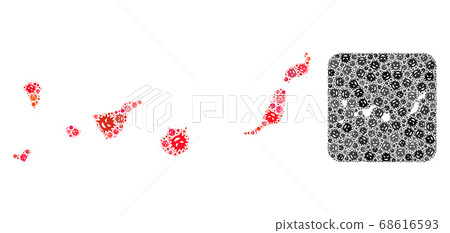 Map of Canary Islands - Virus Mosaic with Hole Map of Canary Islands - Virus Mosaic with Hole 68616593