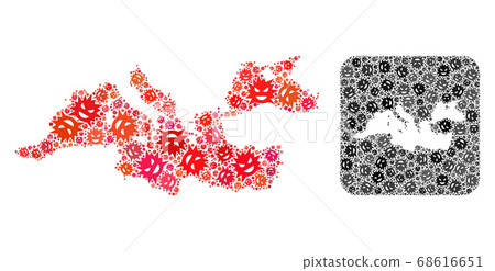 Map of Mediterranean Sea - Flu Virus Mosaic with Empty Space Map of Mediterranean Sea - Flu Virus Mosaic with Empty Space 68616651
