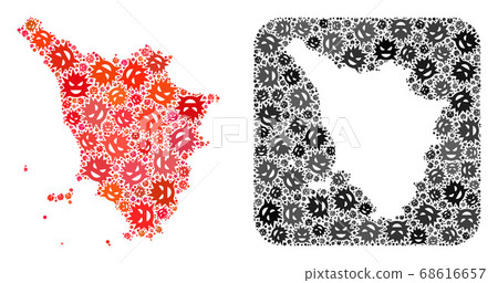Map of Tuscany Region - Pandemic Virus Collage with Subtracted Space 68616657