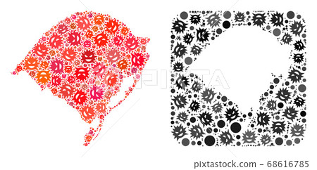 Map of Rio Grande Do Sul State - Flu Virus Mosaic with Subtracted Space Map of Rio Grande Do Sul State - Flu Virus Mosaic with Subtracted Space 68616785