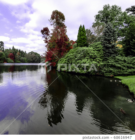 English autumn with Sheffield lake and trees in Uckfield, East Sussex, United Kingdom 68616947