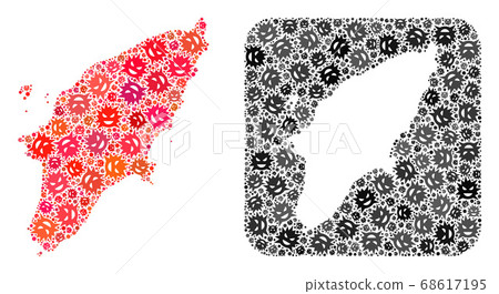 Map of Rhodes Island - Pandemic Virus Collage with Hole 68617195