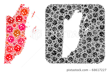 Map of Belize - Pandemic Virus Collage with Stencil 68617227