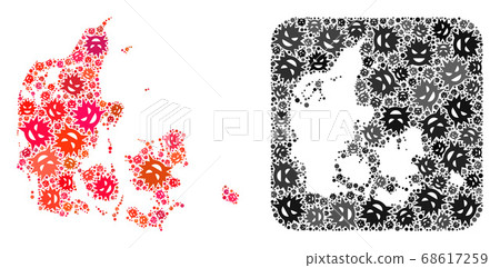 Map of Denmark - Flu Virus Mosaic with Subtracted Space 68617259