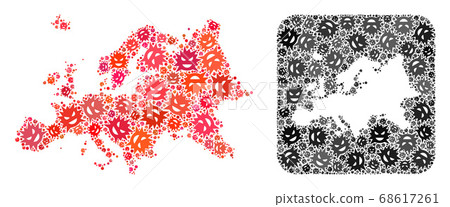 Map of Europe - Flu Virus Mosaic with Subtracted Space 68617261