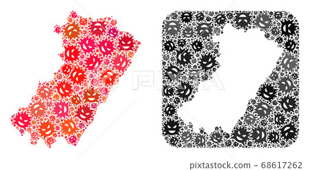Map of Castellon Province - Pandemic Virus Collage with Hole 68617262
