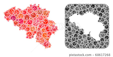 Map of Belgium - Pandemic Virus Collage with Subtracted Space 68617268