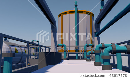 Processing plant equipment and piping. 3D 68617578