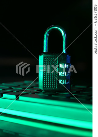internet safety concept with padlocked on computer keyboard internet safety concept with padlocked on computer keyboard 68617809