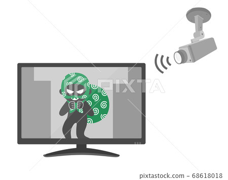 防盜的插圖反映在安全攝像機上 防盜的插圖反映在安全攝像機上 68618018