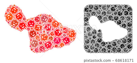 Map of Maui Island - Flu Virus Mosaic with Empty Space 68618171