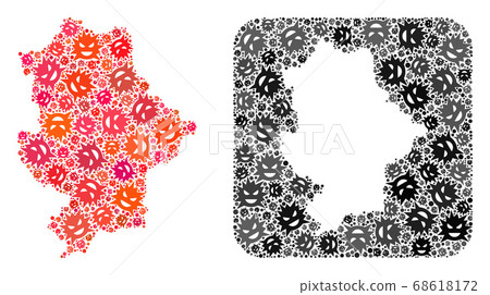 Map of Donetsk Republic - Evil Virus Mosaic with Empty Space 68618172
