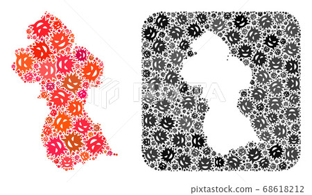 Map of Guyana - Pandemic Virus Mosaic with Hole Map of Guyana - Pandemic Virus Mosaic with Hole 68618212