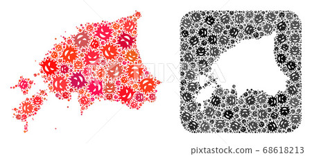 Map of Estonia - Evil Virus Collage with Subtracted Space Map of Estonia - Evil Virus Collage with Subtracted Space 68618213