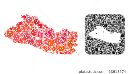 Map of El Salvador - Infection Collage with Hole 68618274