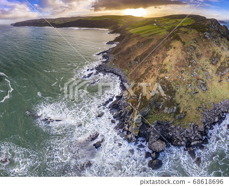 Aerial view of Kinnagoe bay in County Donegal, Ireland Aerial view of Kinnagoe bay in County Donegal, Ireland 68618696