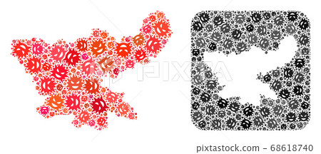 Map of Jharkhand State - Infection Mosaic with Hole 68618740