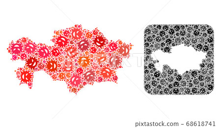 Map of Kazakhstan - Flu Virus Mosaic with Hole 68618741