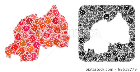 Map of Rwanda - Pandemic Virus Mosaic with Hole Map of Rwanda - Pandemic Virus Mosaic with Hole 68618779